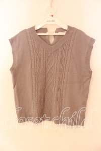 axes femme / バックリボンニットベスト  ラベンダー O-25-12-18-036-AX-TO-IG-OS