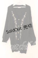 axes femme / サロン・ド・テ刺繍カーディガン  クロ O-25-12-18-037-AX-TO-IG-OS