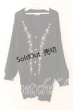 画像1: axes femme / サロン・ド・テ刺繍カーディガン  クロ O-25-12-18-037-AX-TO-IG-OS