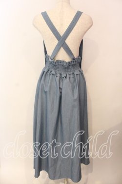 画像2: axes femme / サス付レースアップロングスカート  ライトインディゴ O-25-12-18-039-AX-SK-IG-OS