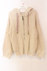 axes femme / ケーブルニットパーカー  アイボリー O-25-12-18-040-AX-TO-IG-OS