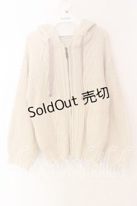 axes femme / ケーブルニットパーカー  アイボリー O-25-12-18-040-AX-TO-IG-OS