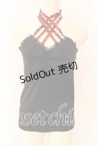 Qutie Frash / クロスキャミ  ブラック×レッド O-25-12-18-049-QU-TO-IG-OS