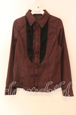 画像1: ALGONQUINS / ストライプフリルブラウス  レッド×ブラック O-25-12-18-051-AL-BL-IG-OS