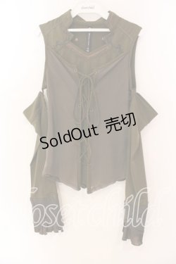 画像1: Ozz Croce / セパレートスリーブレースアップカットソー  カーキグリーン O-25-12-18-052-OO-TO-IG-OS