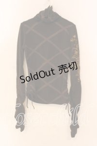 Ozz On / レース格子ギャザーニット  ブラウン O-25-12-18-053-OO-TO-IG-OS