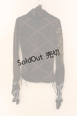 画像1: Ozz On / レース格子ギャザーニット  ブラウン O-25-12-18-053-OO-TO-IG-OS