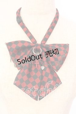 画像1: PEACE NOW / チャーム付ダイヤ柄リボンタイ  レッド×ブラック O-25-12-18-063-PU-AC-IG-OS