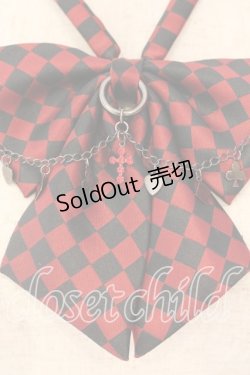 画像2: PEACE NOW / チャーム付ダイヤ柄リボンタイ  レッド×ブラック O-25-12-18-063-PU-AC-IG-OS