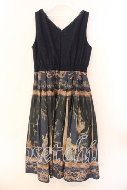 画像2: axes femme NOSTALGIE / 絵画柄ジャンドレ  ネイビー O-25-12-18-067-AX-OP-IG-OS