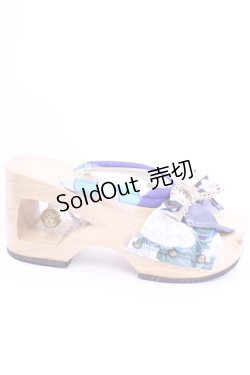 画像9: Empty wardrobe / 和柄下駄風サンダル L ナチュラル×ブルー O-25-12-18-1033-LO-SH-OW-OS