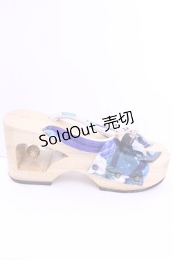 画像10: Empty wardrobe / 和柄下駄風サンダル L ナチュラル×ブルー O-25-12-18-1033-LO-SH-OW-OS