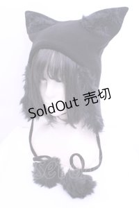 HELL CAT PUNKS / 猫耳ビーニーキャップ  ブラック O-25-12-18-1040-PU-AC-IG-OS