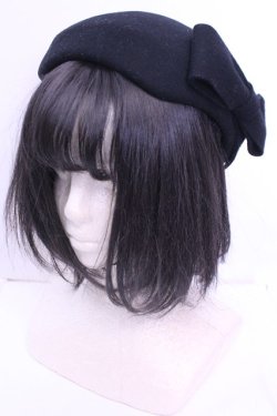 画像1: an another angelus / リボン付きトークベレー帽 F クロ O-25-12-18-1042-CA-AC-YM-OS