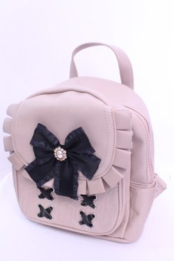 画像1: Ank Rouge / リボンフリルミニリュック  ベージュ×クロ O-25-12-18-1058-CA-BG-IG-OS