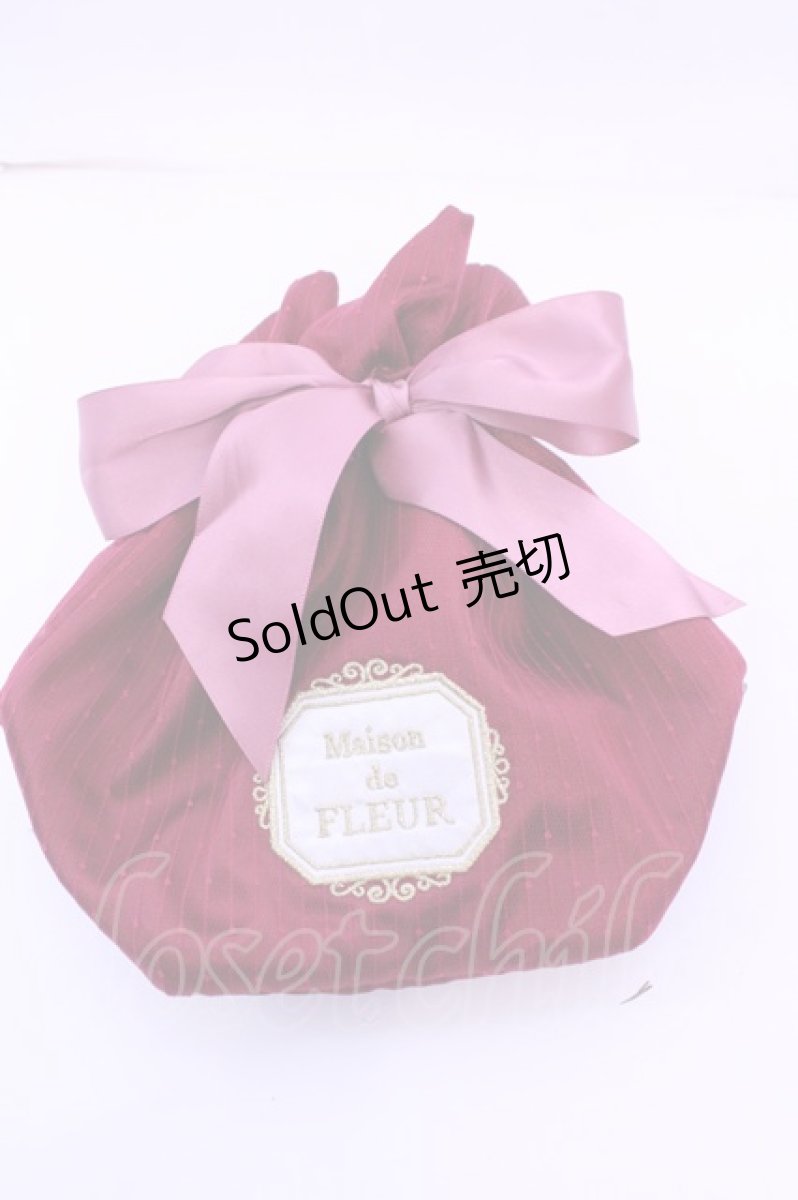 画像1: Maison de FLEUR / ドットチュール巾着ポーチ  アカ O-25-12-18-1061-LO-ZA-IG-ZT150 (1)