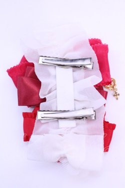 画像2: MERCI MEL / いちごリボンクリップ  アカ×シロ O-25-12-18-1078-LO-AC-IG-OS