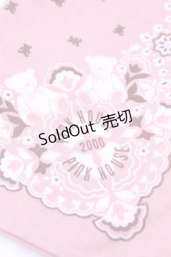 画像2: PINK HOUSE / ハンカチーフ  2000年 くま　バンダナピンク O-25-12-18-1012-LO-ZA-IG-OS