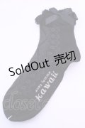 axes femme kawaii / 透かしレースアップ柄ソックス  クロ O-25-12-18-1081-AX-ZA-OW-OS