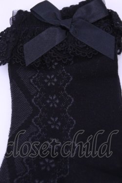 画像2: axes femme kawaii / 透かしレースアップ柄ソックス  クロ O-25-12-18-1081-AX-ZA-OW-OS