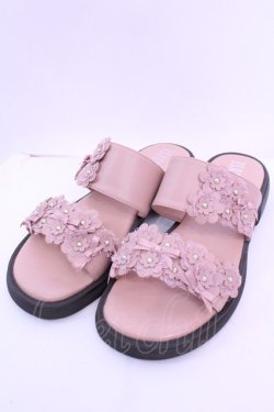 画像1: PINK HOUSE / フラワーモチーフ付きサンダル 3（M） ピンク O-25-12-18-1083-LO-SH-OW-OS