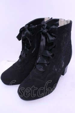 画像1: axes femme / レース切り替えブーツ L クロ O-25-12-18-1087-AX-SH-OW-OS