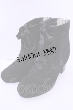 画像1: axes femme / レース切り替えブーツ L クロ O-25-12-18-1087-AX-SH-OW-ZT-K017