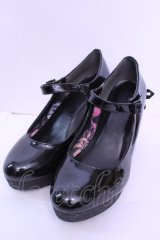 YOSUKE / レースアップデザインヒールパンプス LL ブラック O-25-12-18-1089-PU-SH-OW-OS