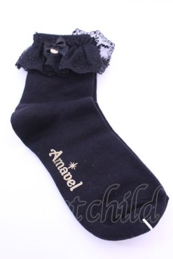 画像2: Amavel / チャーム付レースクルーソックス  クロ O-25-12-18-1027-CA-ZA-IG-OS