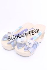 Empty wardrobe / 和柄下駄風サンダル L ナチュラル×ブルー O-25-12-18-1033-LO-SH-OW-OS
