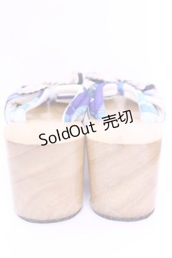 画像3: Empty wardrobe / 和柄下駄風サンダル L ナチュラル×ブルー O-25-12-18-1033-LO-SH-OW-OS