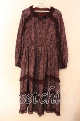 axes femme NOSTALGIE / ゴブラン風花柄ワンピース F ワイン O-25-12-18-075-AX-OP-OW-OS