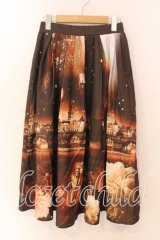 axes femme Nostalgic / 幻想街柄ロングスカート F ブラウン O-25-12-18-076-LO-SK-OW-OS