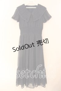 an another angelus / プリーツフリル衿シアーチェックワンピース F ネイビー O-25-12-18-082-CA-OP-OW-OS