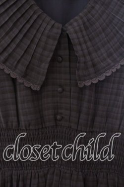 画像2: an another angelus / プリーツフリル衿シアーチェックワンピース F ネイビー O-25-12-18-082-CA-OP-OW-OS