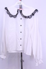 MA*RS / ラッセルレースブラウス  シロ×クロ O-25-12-18-2046-EL-BL-IG-OS