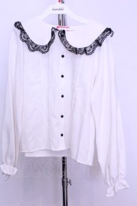 MA*RS / ラッセルレースブラウス  シロ×クロ O-25-12-18-2046-EL-BL-IG-OS