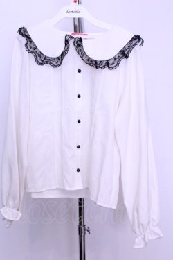 画像1: MA*RS / ラッセルレースブラウス  シロ×クロ O-25-12-18-2046-EL-BL-IG-OS