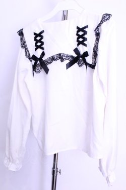 画像2: MA*RS / ラッセルレースブラウス  シロ×クロ O-25-12-18-2046-EL-BL-IG-OS