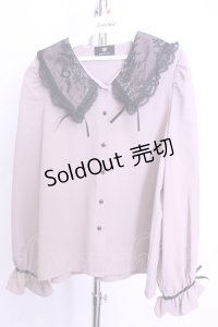 Rojita / リボン付き配色レース衿長袖ブラウス  ピンク O-25-12-18-2051-LO-BL-IG-OS