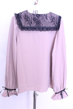 画像2: Rojita / リボン付き配色レース衿長袖ブラウス  ピンク O-25-12-18-2051-LO-BL-IG-OS