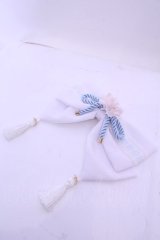 Amavel / 柴犬神社の春詣 リボンバレッタ  シロ×サックス O-25-12-18-2060-CA-AC-OW-OS