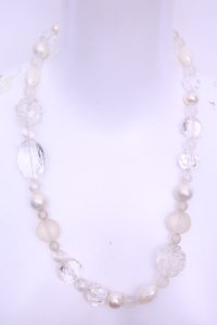 PINK HOUSE / クリアローズビーズネックレス  シロ系 O-25-12-18-2009-LO-AC-IG-OS