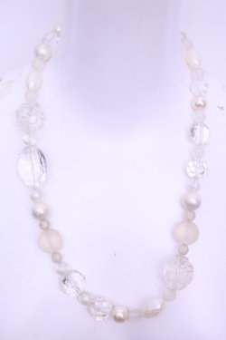 画像1: PINK HOUSE / クリアローズビーズネックレス  シロ系 O-25-12-18-2009-LO-AC-IG-OS