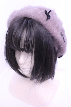 画像1: LODISPOTTO / リボン配色シャギーニットベレー  ブラウン O-25-12-18-2012-LO-ZA-OW-OS