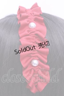 画像2: m petit by misako / パールギャザーカチューシャ  アカ O-25-12-18-2016-LO-ZA-OW-ZT488-F006