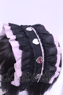 画像2: DearMyLove / ハートスタッズベルトフリルヘッドドレス  ピンク O-25-12-18-2019-EL-AC-OW-OS