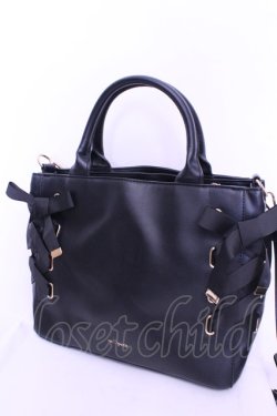 画像1: m petit by misako / AMレースアップ 2WAY トートバッグ  クロ O-25-12-18-2024-LO-BG-OW-OS