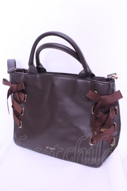 画像1: m petit by misako / AMレースアップ 2WAY トートバッグ  ブラウン O-25-12-18-2026-LO-BG-OW-OS