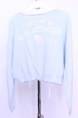 画像3: Honey Cinnamon / レースアップ襟付きショートニット  サックス O-25-12-18-2030-LO-TO-IG-OS